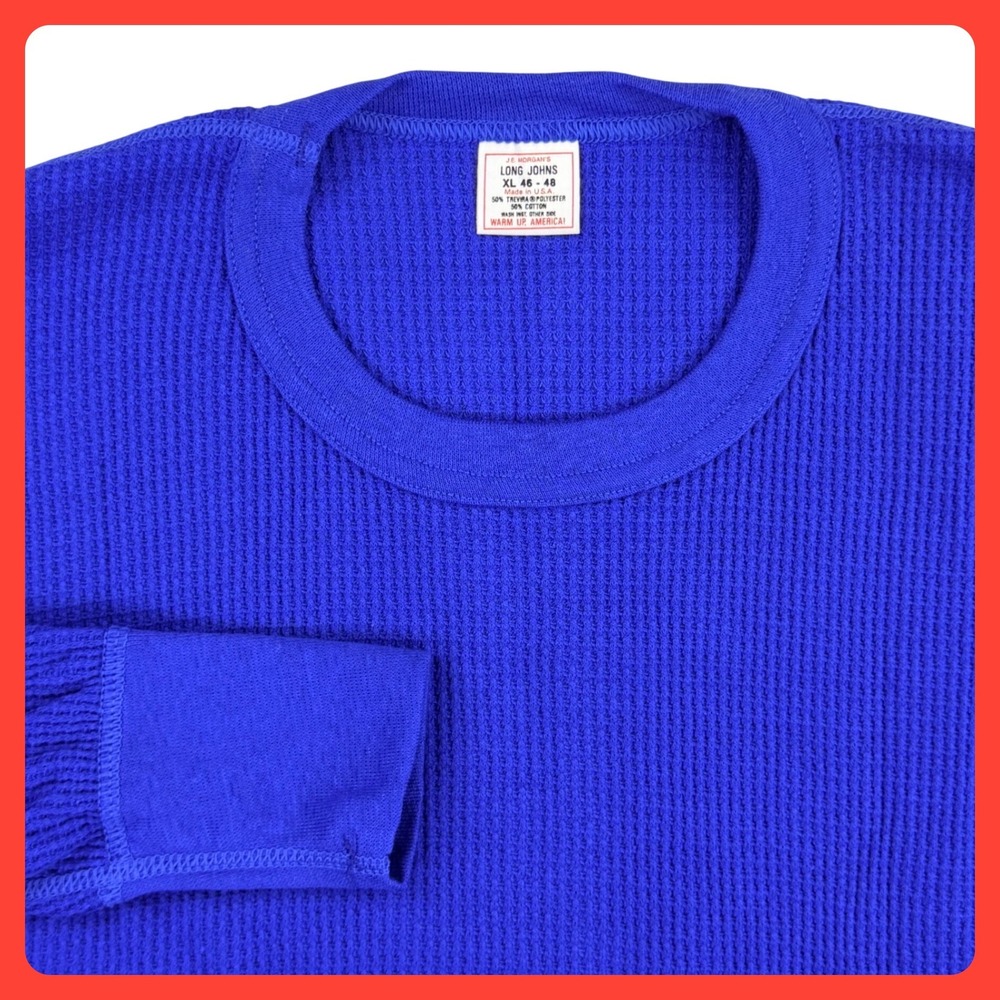 J.E. Morgan Long Johns‎ Thermal Shirt Men XL Blue Waffle Knit Vintage USA ~ NEW
